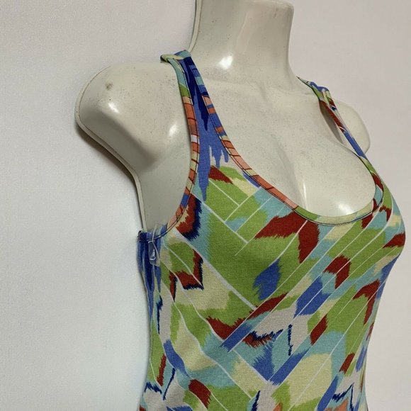 American Rag Dress Hi Low Halter Strappy Back Sleeveless Multicolor Blue Green - Picture 4 of 7